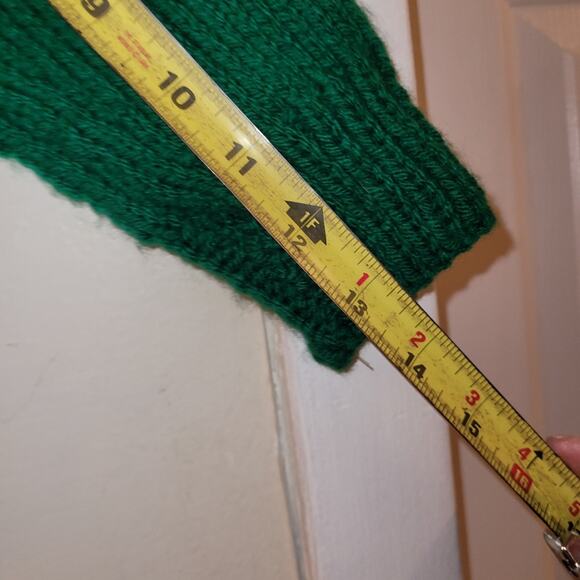 Vtg Hand Knit Green With Cute Puppy Buttons Kids Cardigan Sweater 4T? Hommade - Picture 5 of 7